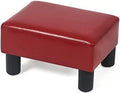Burgundy Red Faux Leather Square Ottoman K181