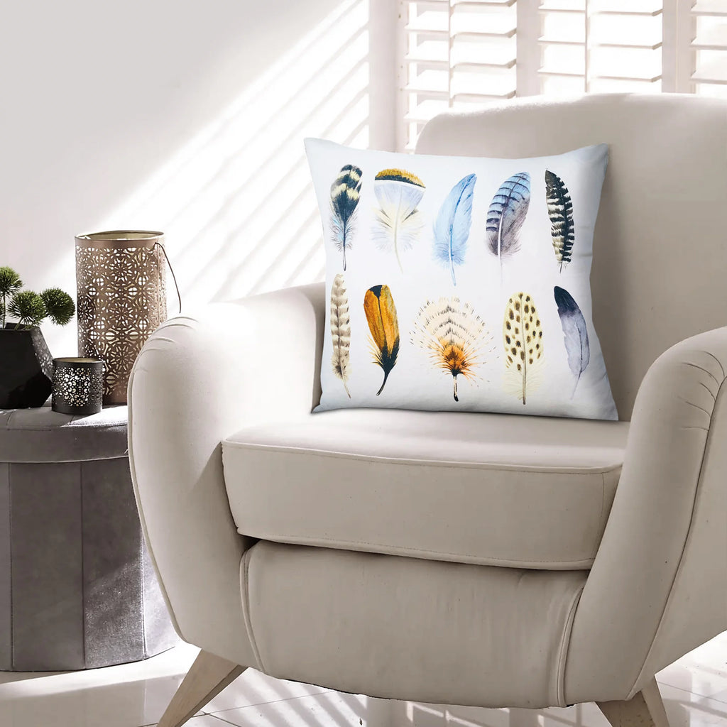White Multicolor Cotton Throw Pillow L276