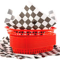 Red Fast Food Basket 12-Ct with Black Checkered Deli Paper 120-Ct Q127