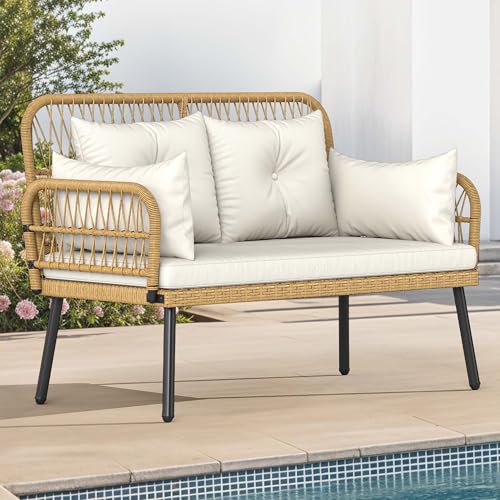 4 Piece Wicker Patio Furniture Set with Removable Cushion D232