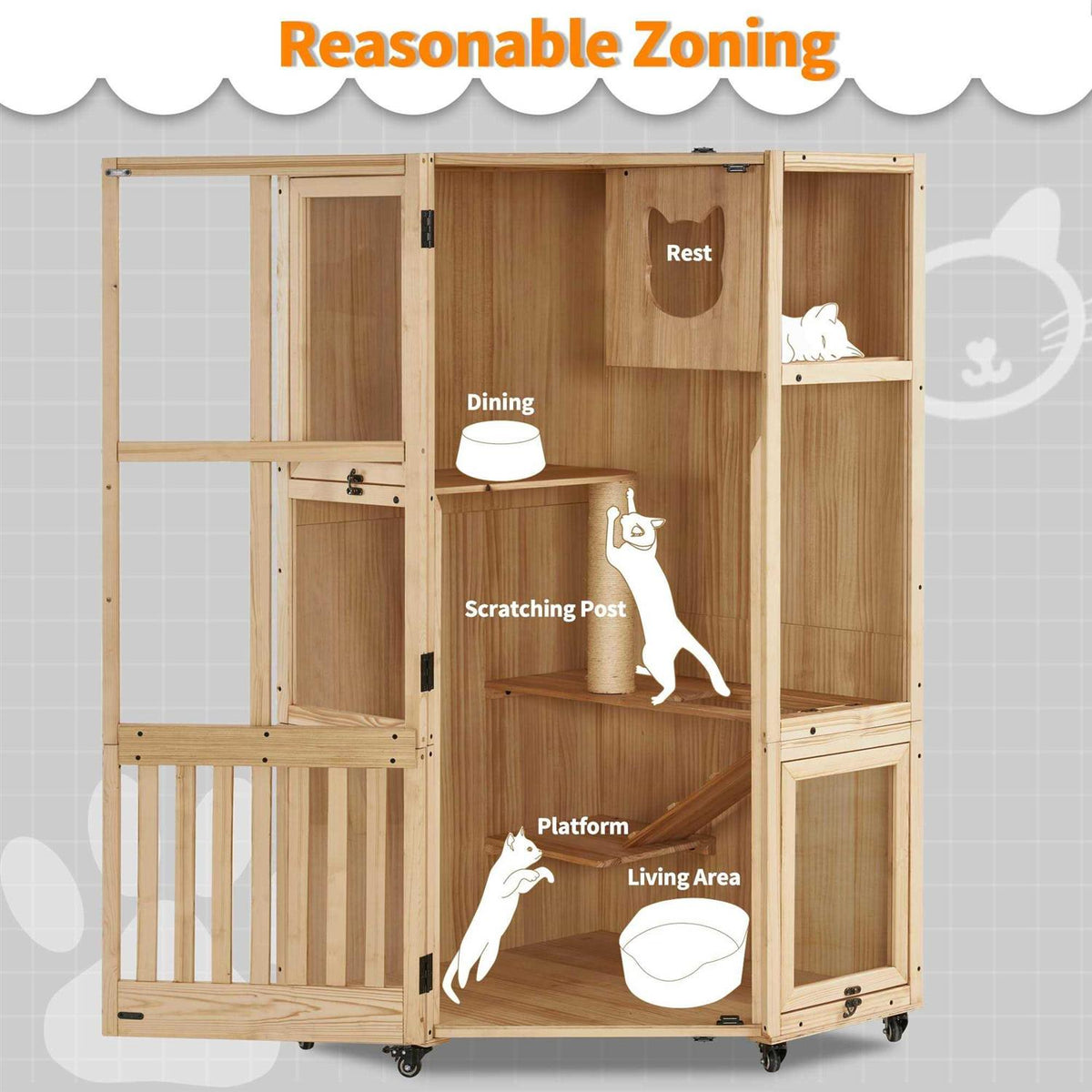 Large Corner Cat House with Scratching Post F2644