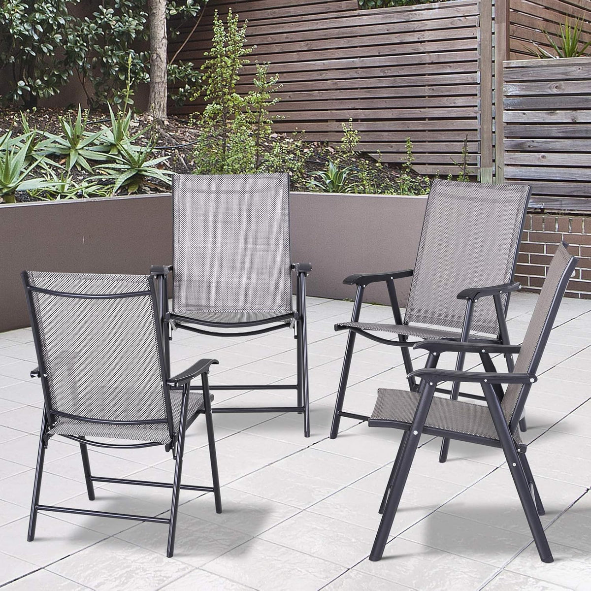 Folding Outdoor Patio Chairs Set of 4 O6145