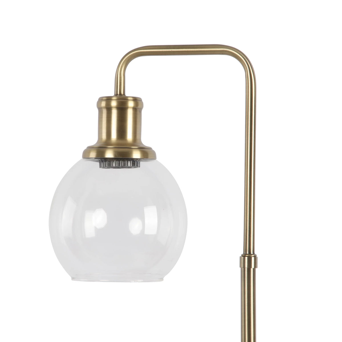 Gold Desk Lamp with Glass Shade and AC Outlet M78820