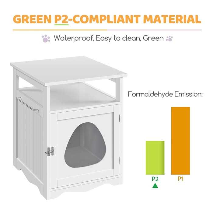White Wooden Cat Litter Box with Open Shelf T365