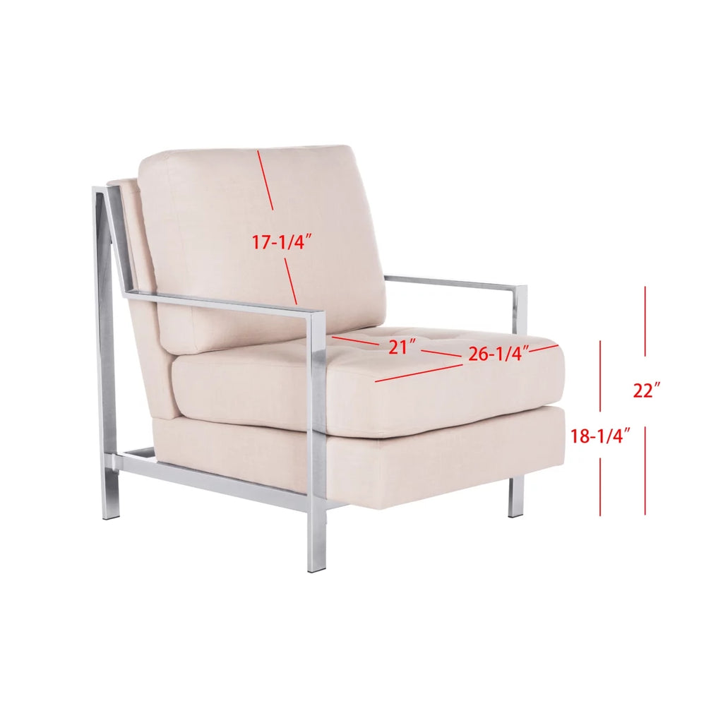 Beige Tufted Linen Accent Chair W442