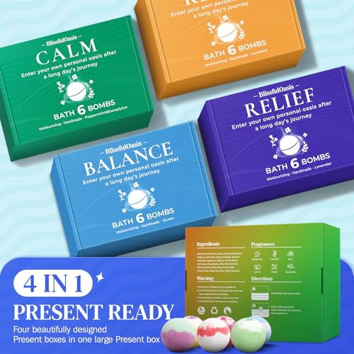24 Pcs Bath Bombs Set with 6 Scents G941240