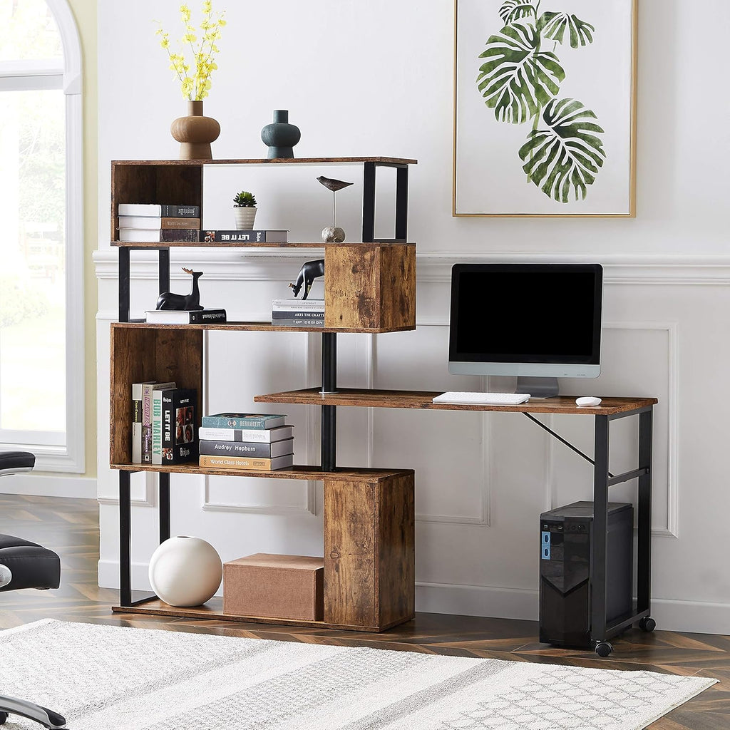 L-Shaped Rotating Computer Desk with Lockable Casters H3407