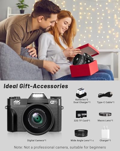 4K 56MP Digital Camera with WiFi Flip Screen B728155