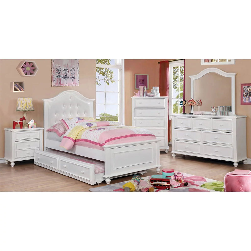 White 7-Drawer Wood Dresser and Mirror D69872