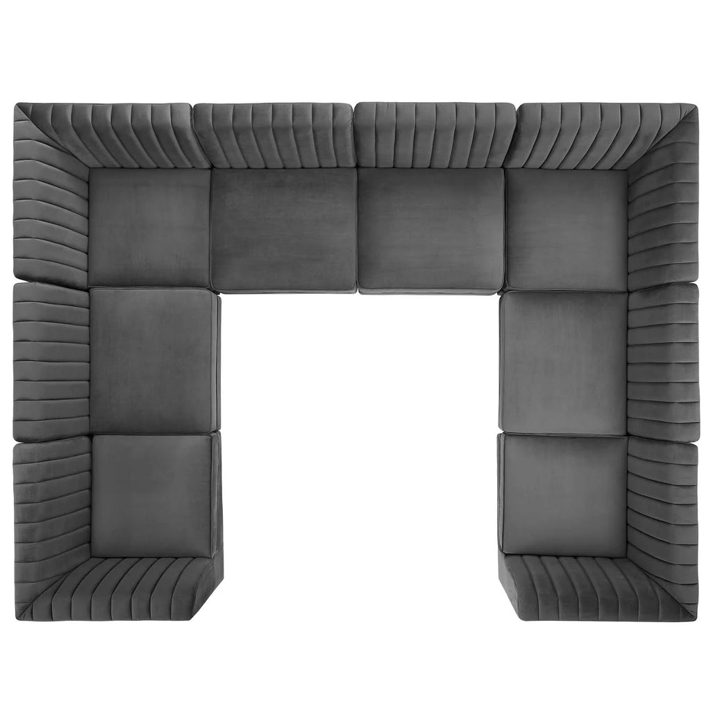 Gray Velvet 8-Piece Sectional Sofa S717899