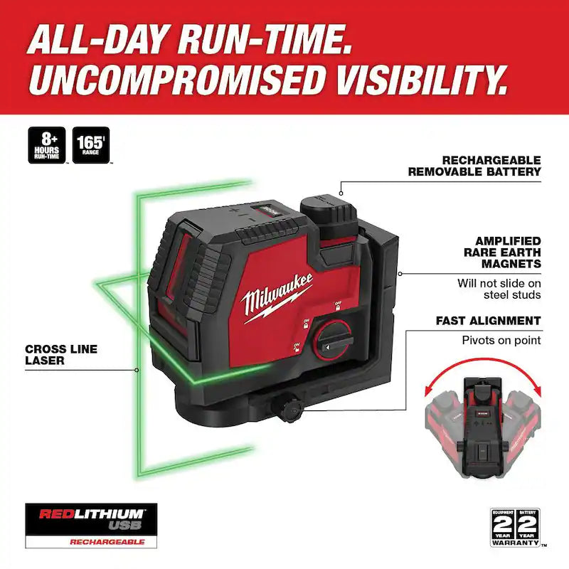 Green Rechargeable Cross Line Laser Level and LED Flood Light W668