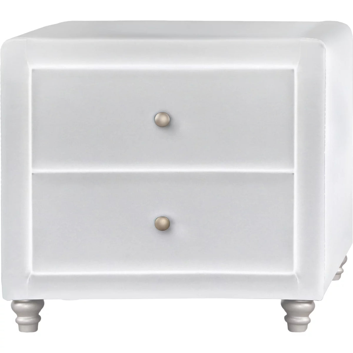 Queen White Platform Bedroom Set with Striped Headboard J4045