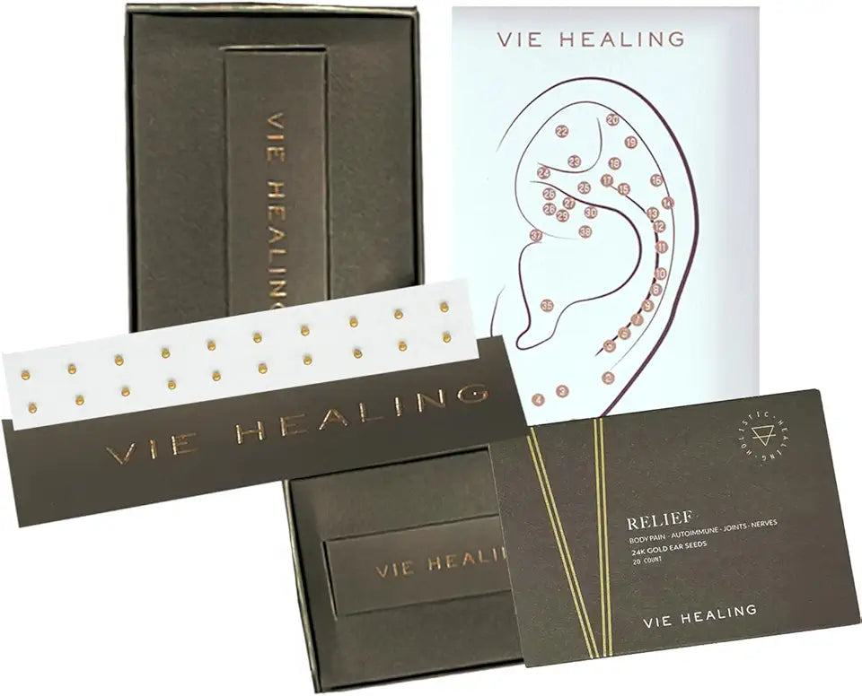 24k Gold Acupressure Ear Healing with Ear Chart F882