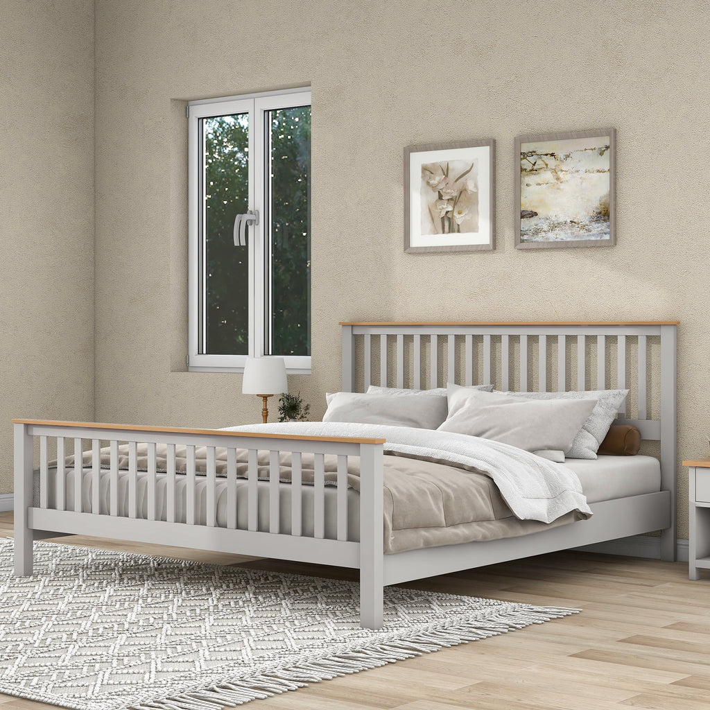 Gray Solid Platform Bed King H64900