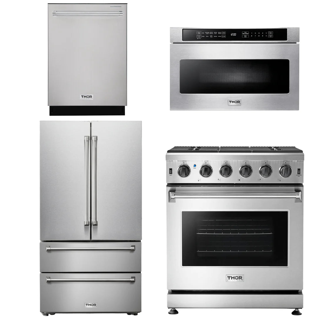 30 Gas Range, Microwave, Refrigerator, Dishwasher S819122