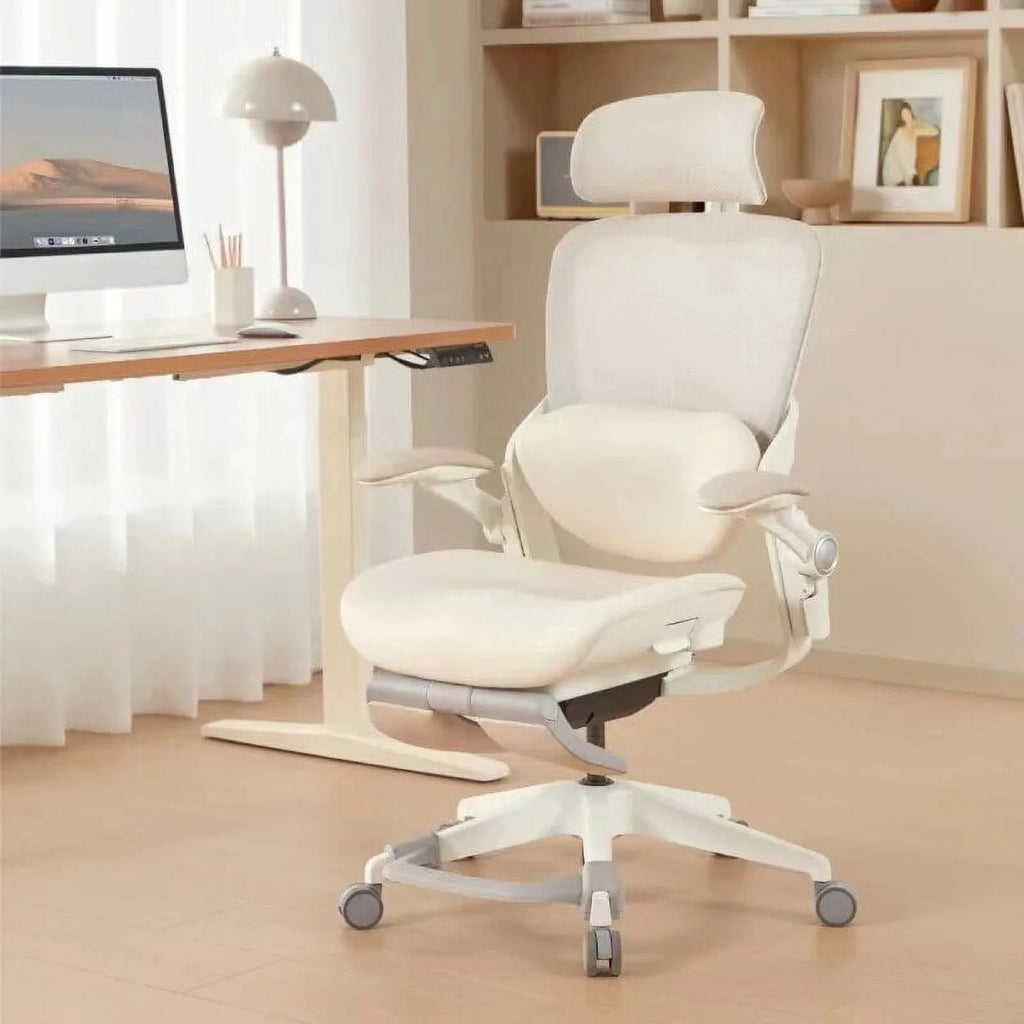 White Rocking Office Chair with Cushion E891