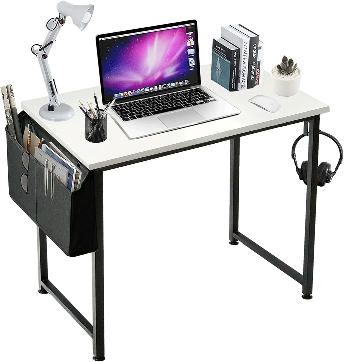 White Computer Desk 39 Inch with Storage Bag A90592