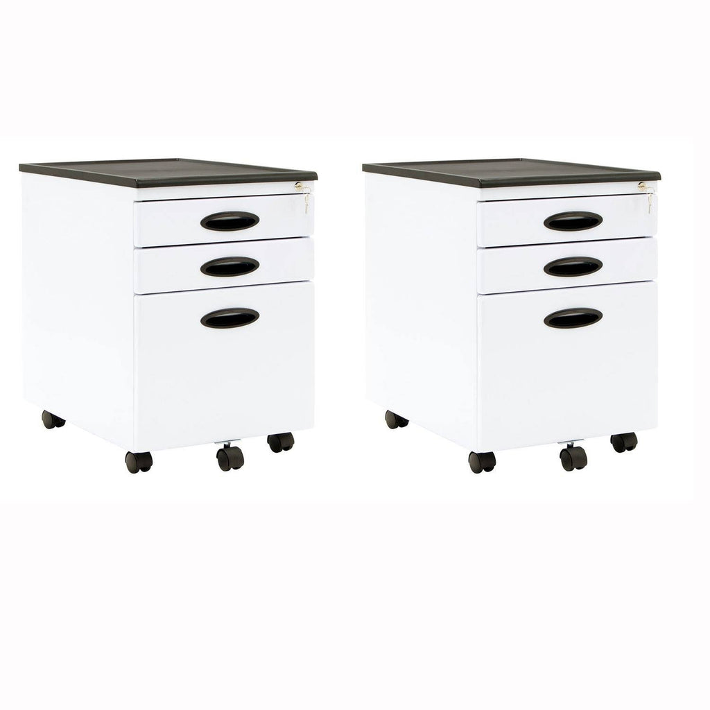 White 3 Drawer File Cabinet 2 Pack P4215