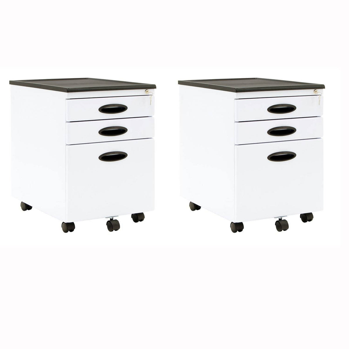 White 3 Drawer File Cabinet 2 Pack P4215