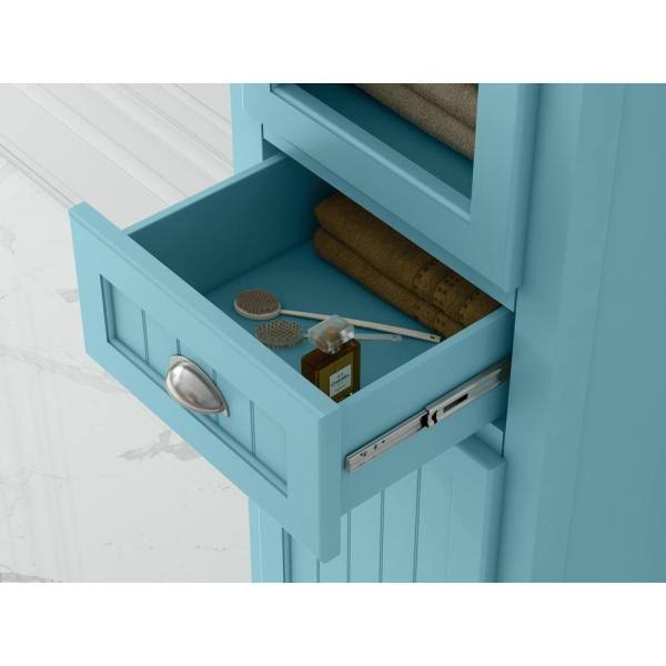 20 in. W x 65 in. H x 14 in. D Bathroom Linen Storage Cabinet in Sea Glass, Blue O802999