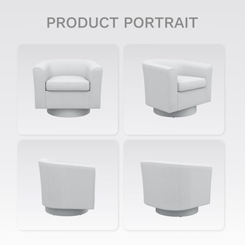 Beige Upholstered Swivel Accent Chair with Ottoman Y917