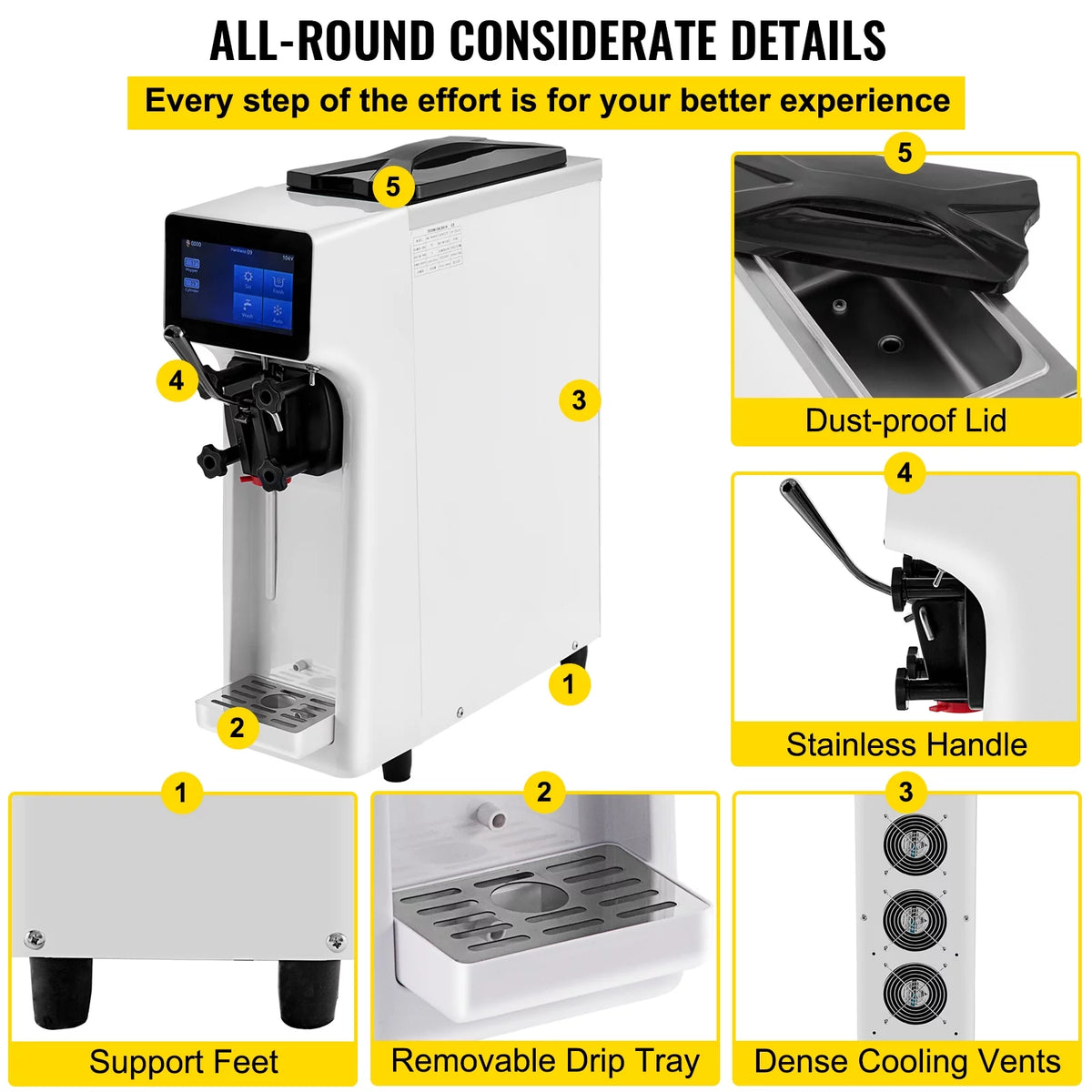 1000W Countertop Soft Serve Ice Cream Machine with 4.5L Hopper E638378