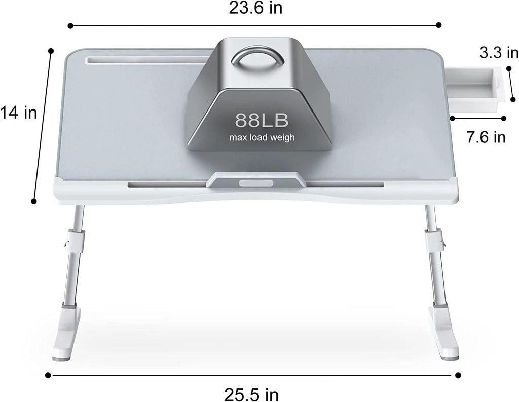 Adjustable Laptop Bed Desk with Foldable Legs Storage Drawer I897