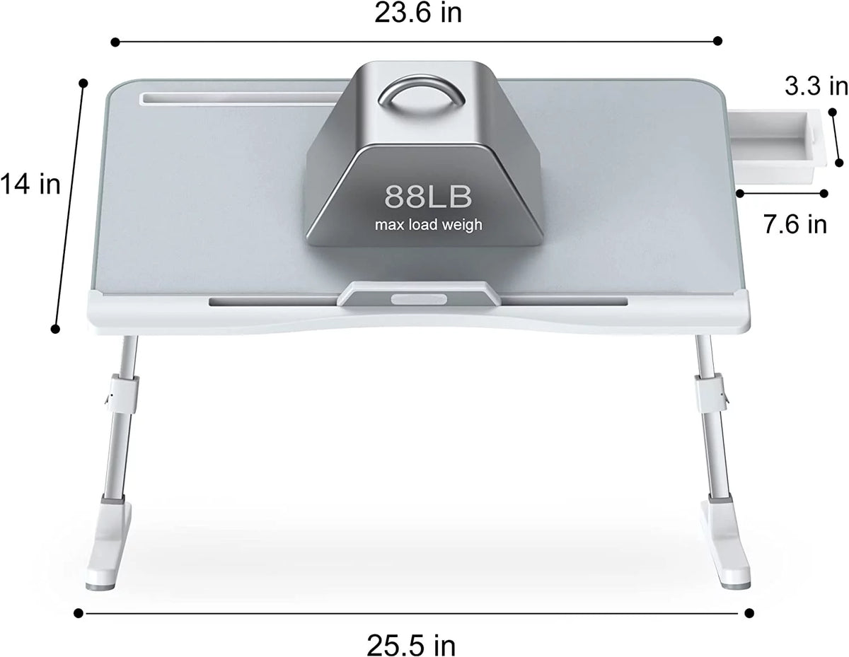 Adjustable Laptop Bed Desk with Foldable Legs Storage Drawer I897