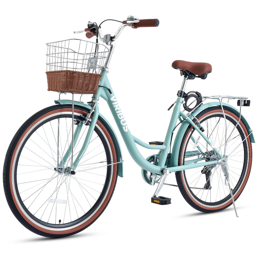 24 Inch 7 Speed Women's Cruiser Bike with Basket E77929