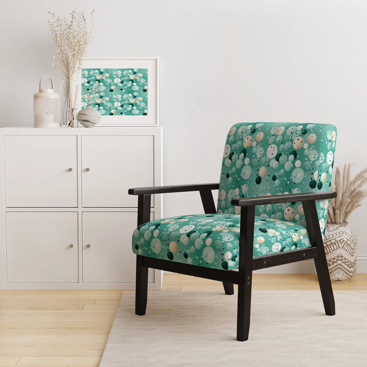 Upholstered Polka Dots Accent Chair U3125
