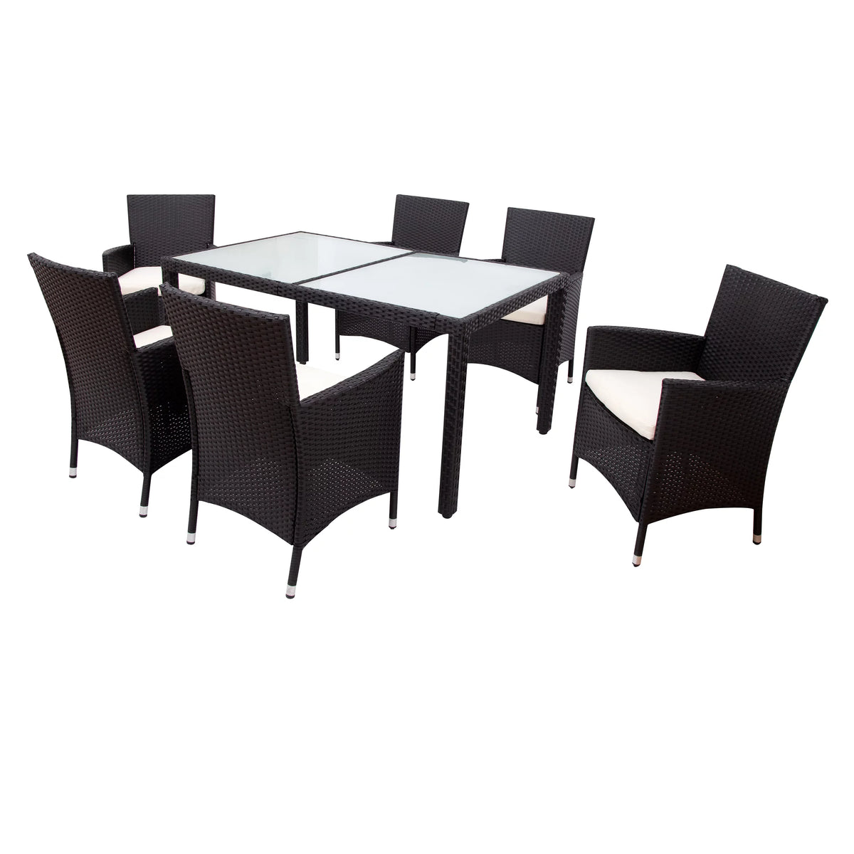 Outdoor PE Rattan Wicker Dining Set of 7 with 6 Chairs H100