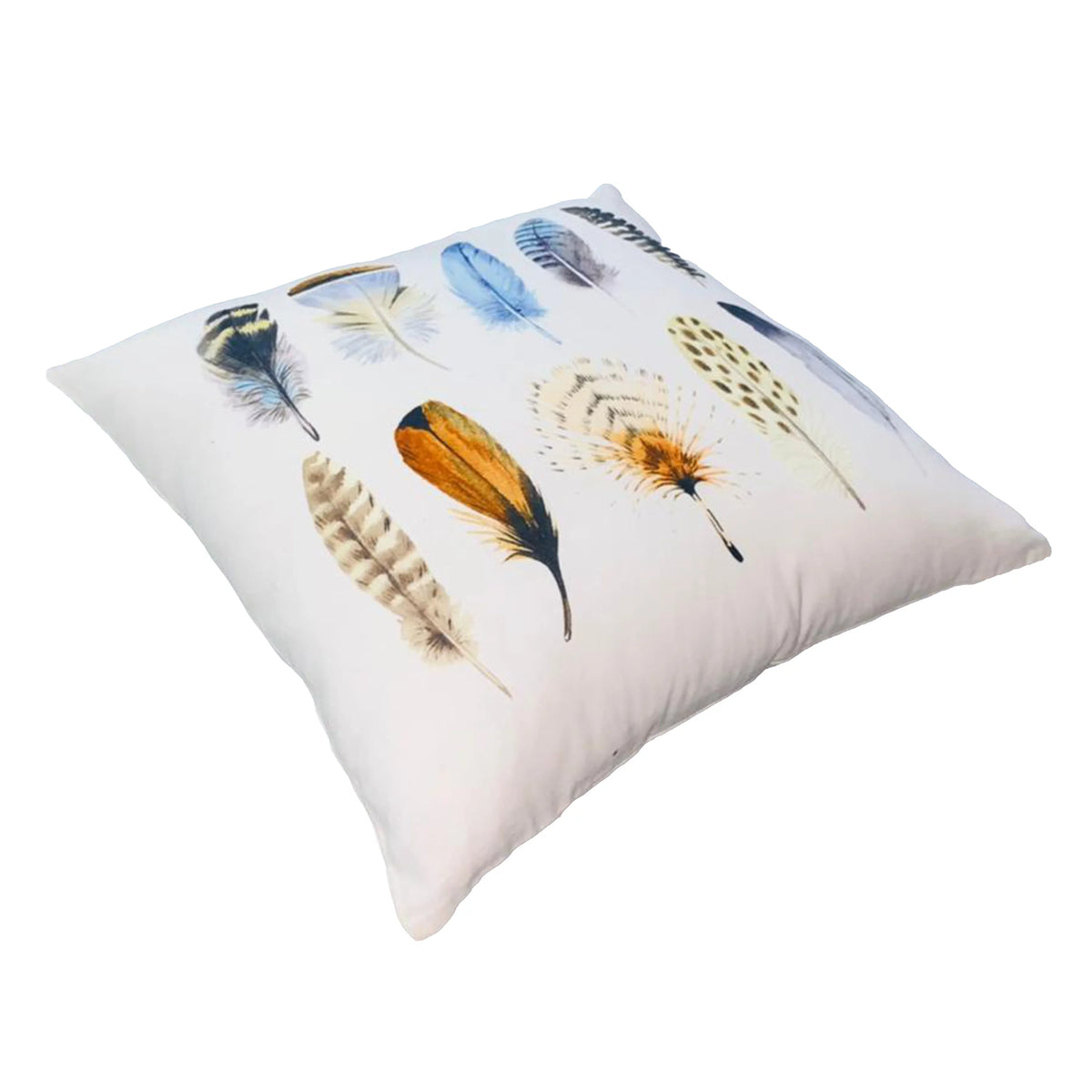White Multicolor Cotton Throw Pillow L276