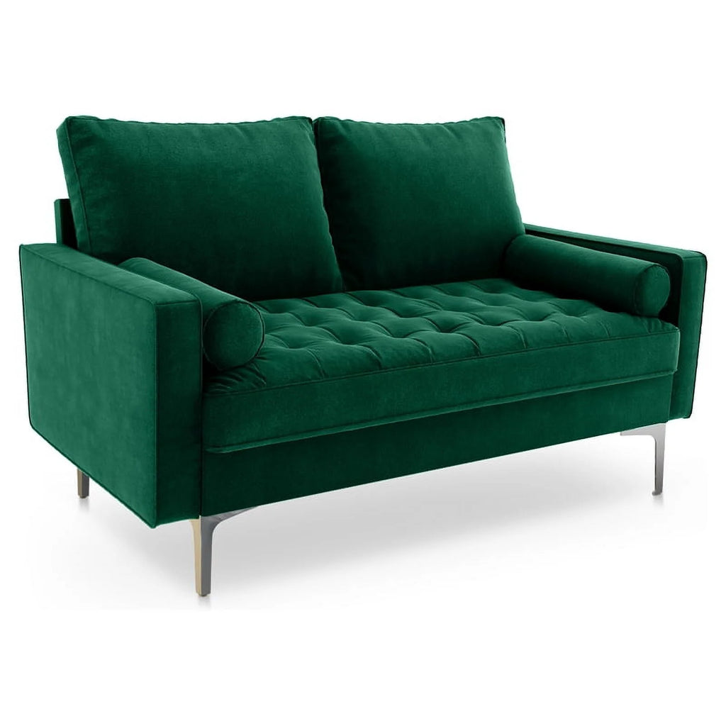 Green Velvet Upholstered Loveseat V49646