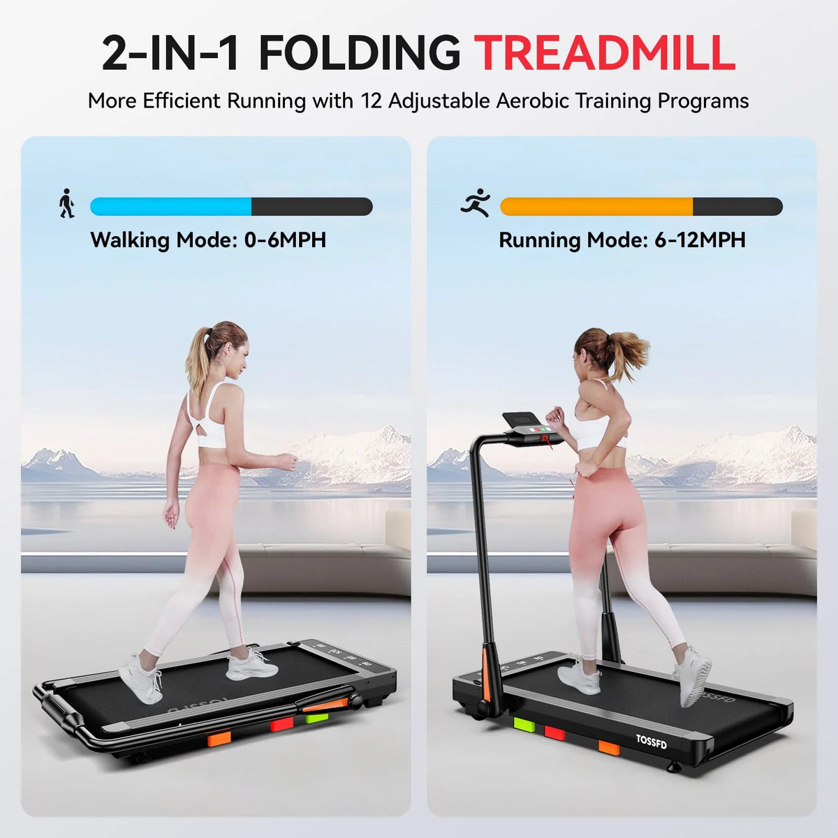 Black 2.5HP Folding Treadmill B514772