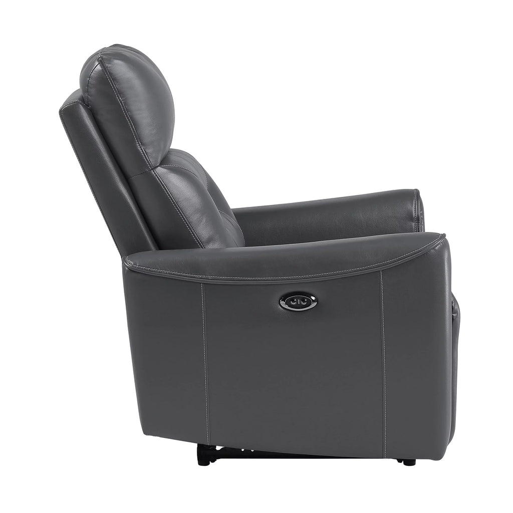 Dark Gray Faux Leather Power Reclining Chair C70116