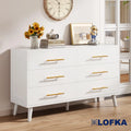 White 6 Drawer Dresser with Gold Handles A991735