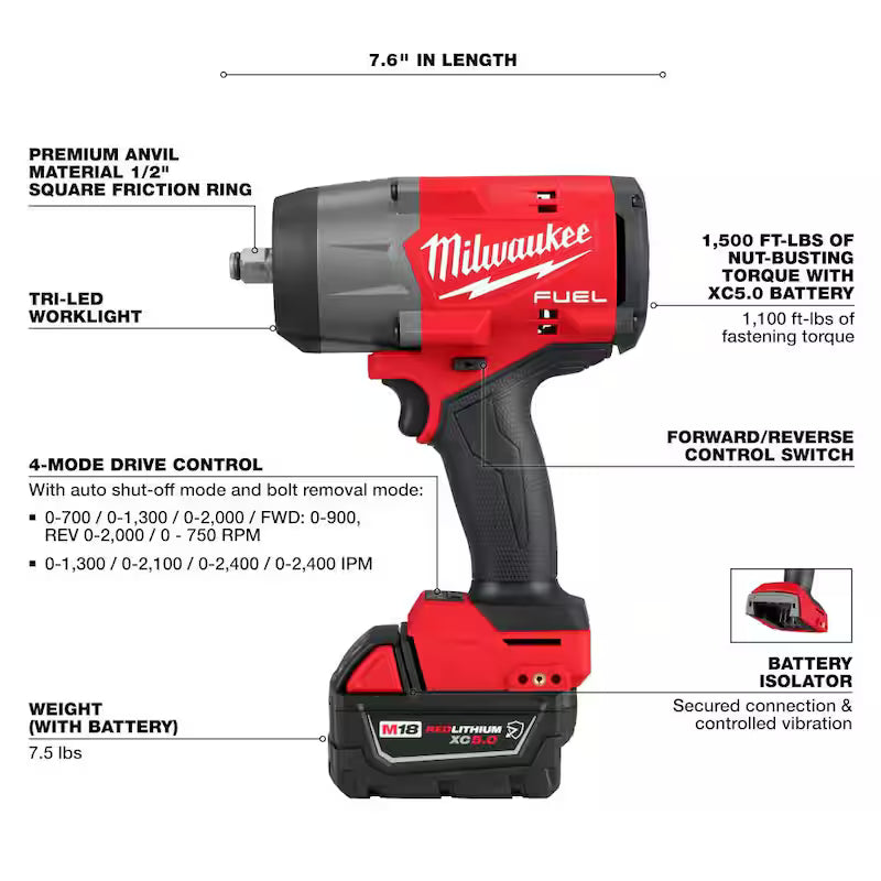18V Lithium-Ion Brushless Cordless 1/2 in. Impact Wrench Kit J5071
