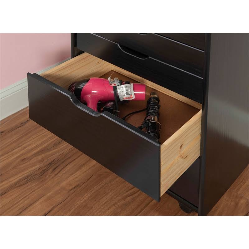 Black 8 Drawer Wood Rolling Storage Cart W586