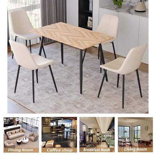 Dining Table and Chairs Set with 4 Fabric Chairs V532312