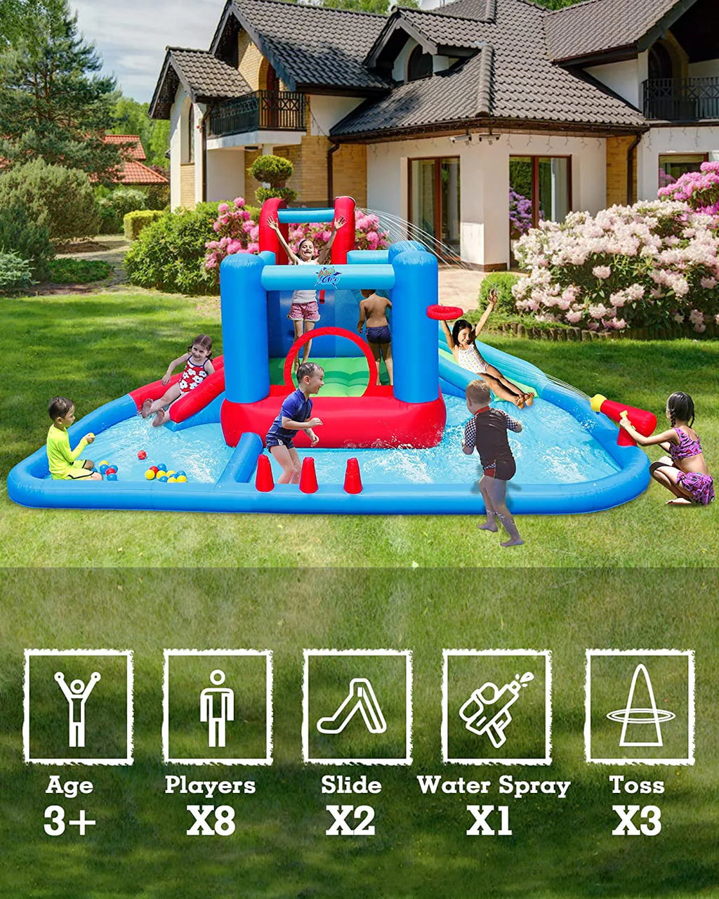 Inflatable Water Slide with Pool and 30 Pit Balls V302137