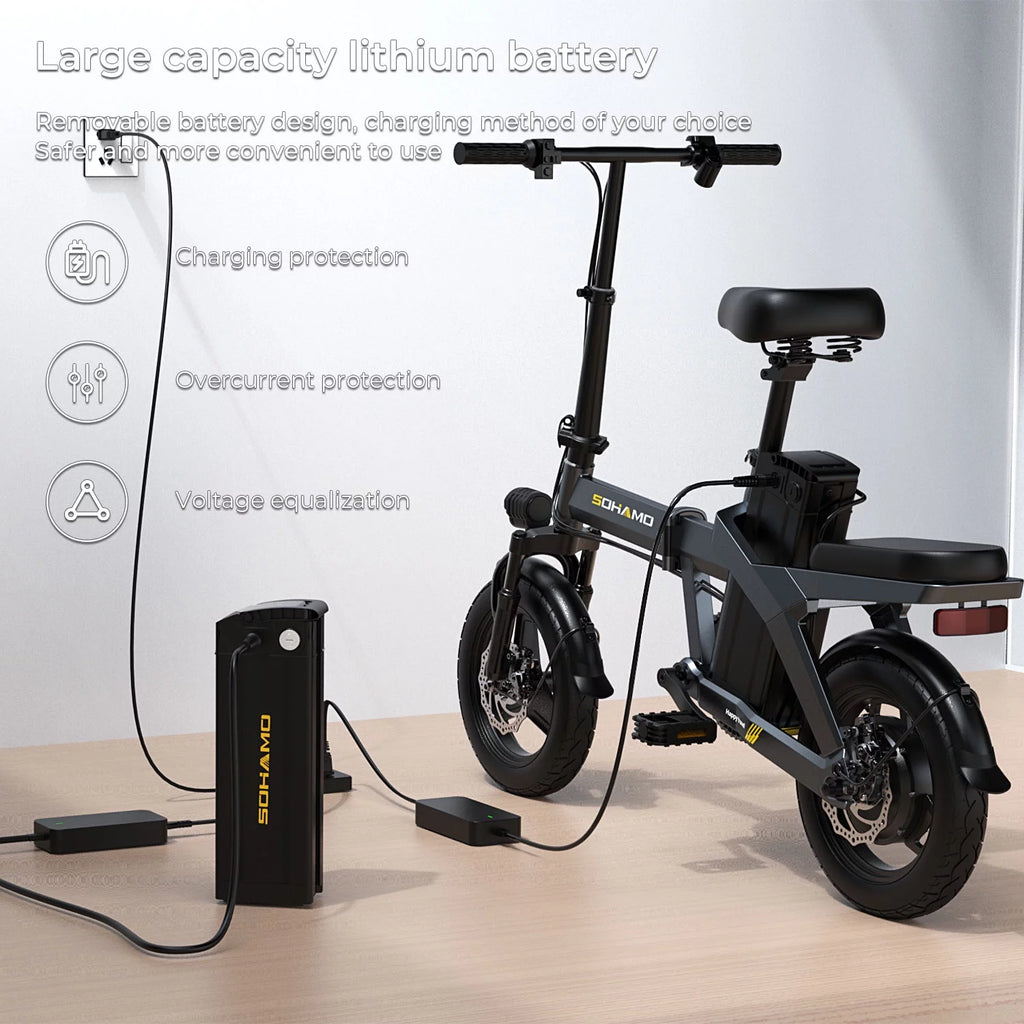 400W Folding Electric Bike with 48V 12Ah Removable Battery G873