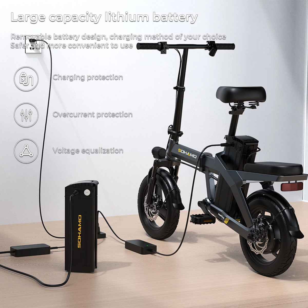 400W Folding Electric Bike with 48V 12Ah Removable Battery G873