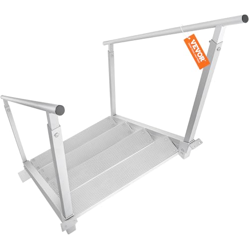 4 Steps 500lbs Adjustable Aluminum Dock Stairs with Handrails L116579