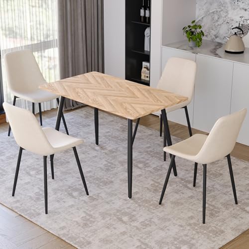 Dining Table and Chairs Set with 4 Fabric Chairs V532312