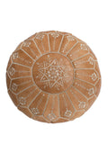 Embroidered Leather Pouf R1956