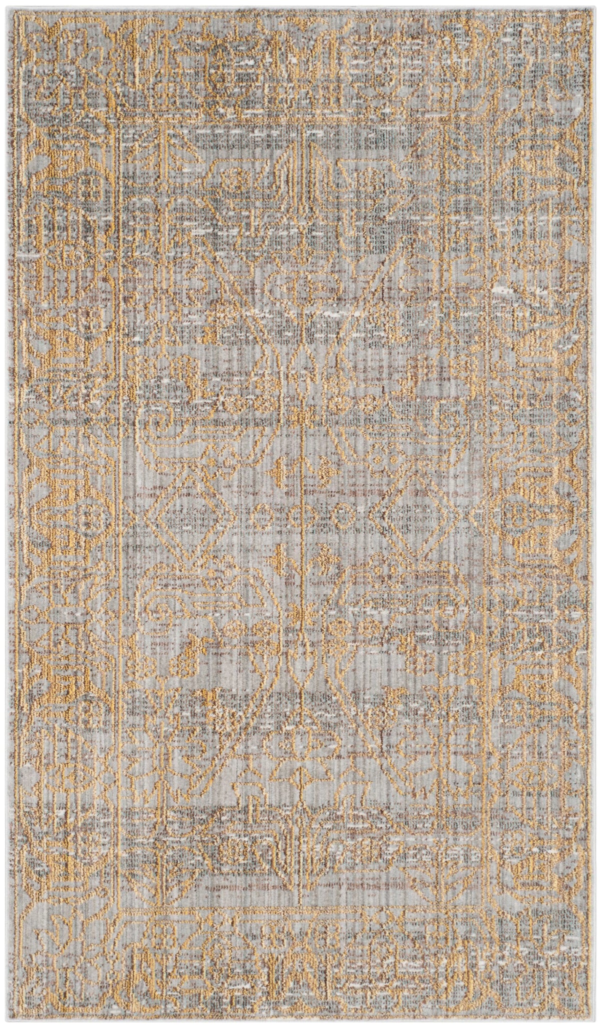 Grey/Gold Polyester Area Rug 3' x 5' K324139