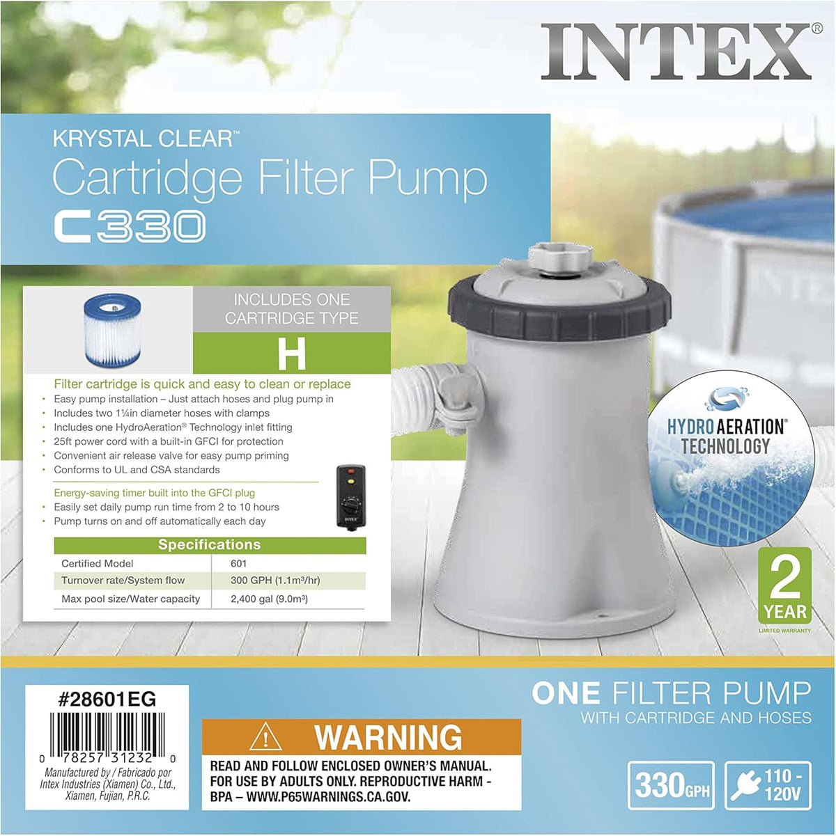 Cartridge Filter Pump for Above Ground Pools, 1000 GPH, Pack of 2 P2440