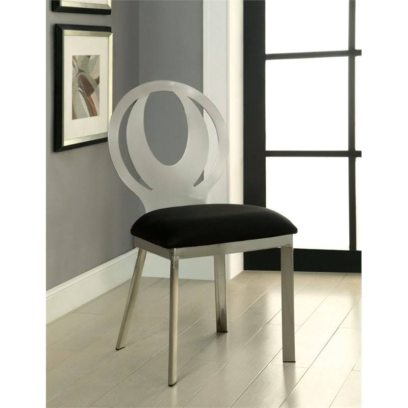 Silver Metal Dining Chair Set of 2 Y7523