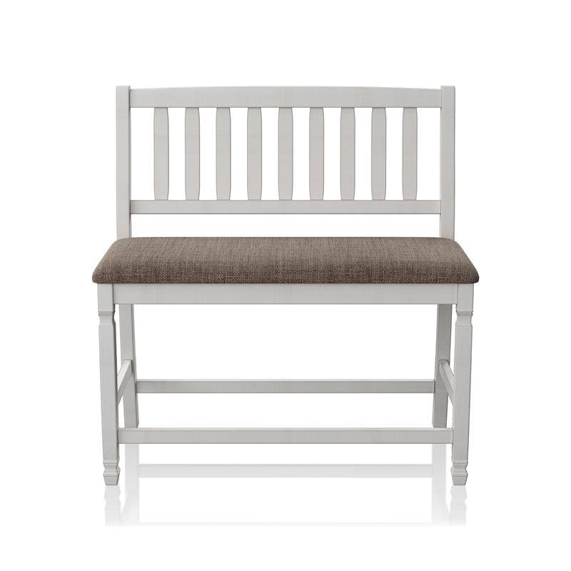 Antique White Fabric Pub Bench J4374