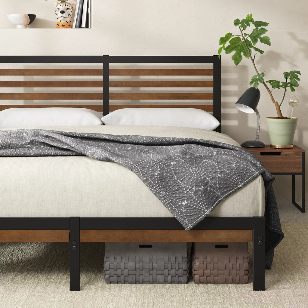 Queen Bamboo and Metal Platform Bed Frame Q114